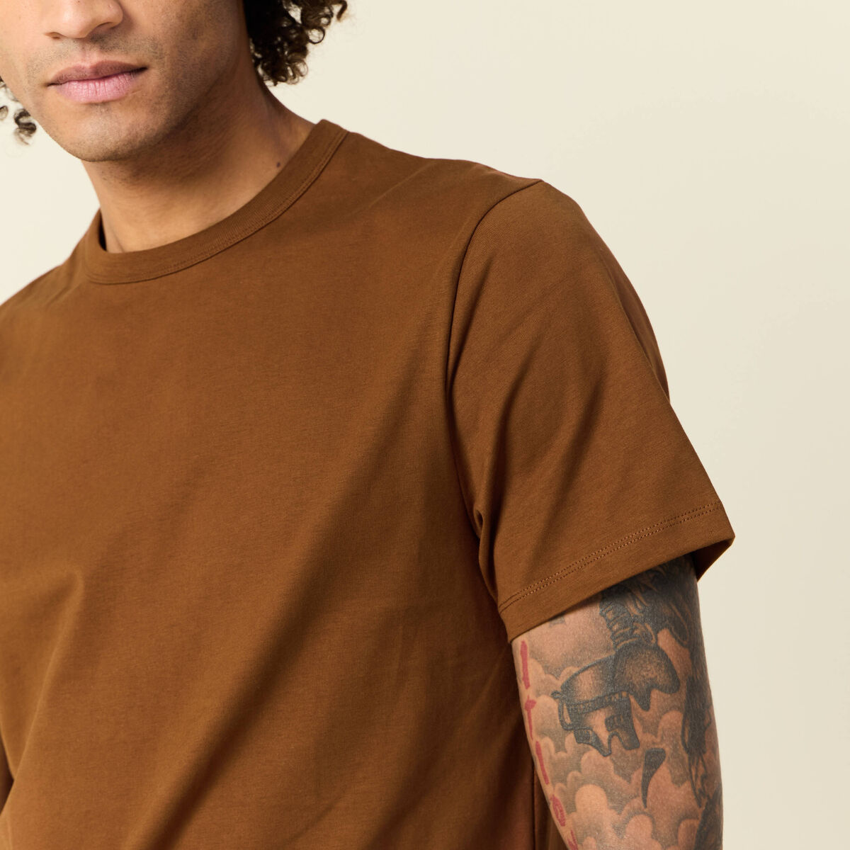 T-shirt éco-responsable marron homme