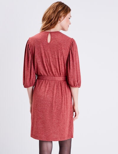 Robe droite ceinturée orange foncé femme