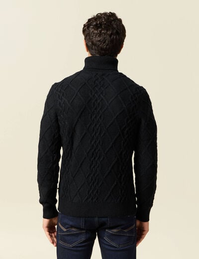 Tricot col montant noir homme