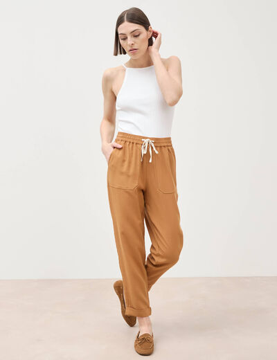 Pantalon taille standard marron femme