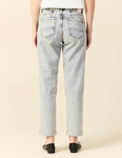 Jeans girlfriend 5 poches denim snow bleu femme