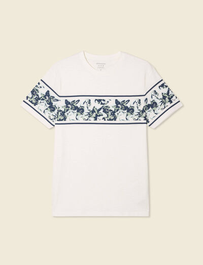 T-shirt coupe droite en coton col rond bleu ciel homme