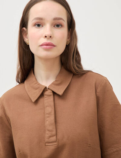 Robe manches courtes marron femme