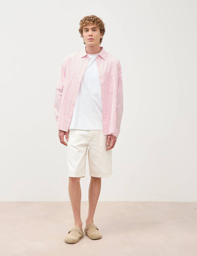 Bermuda en jean coton denim blanc homme
