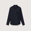Chemise manches longues en coton bleu marine homme