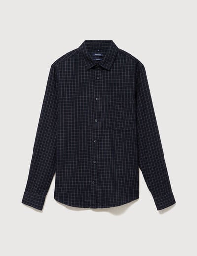 Chemise manches longues en coton bleu marine homme