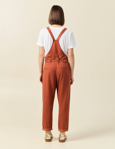 Salopette fluide boutonnée rouge foncé femme