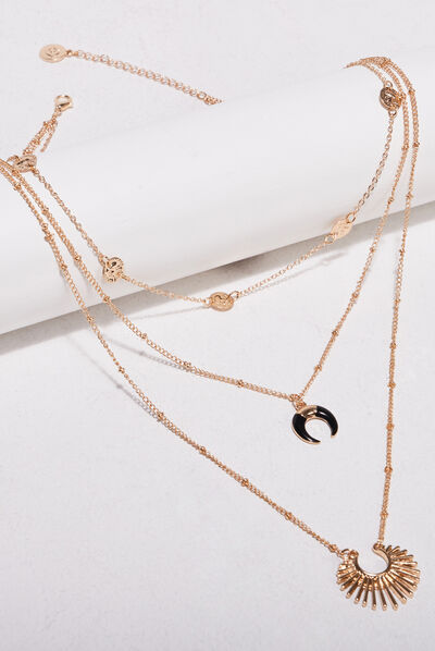Collier multirangs couleur or femme