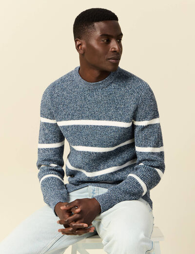 Pull manches longues bleu marine homme