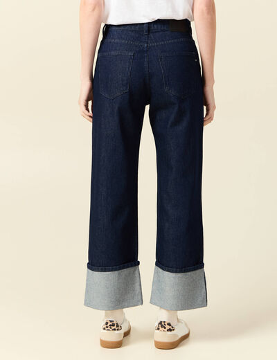 Jeans large 7/8ème denim brut rinse femme