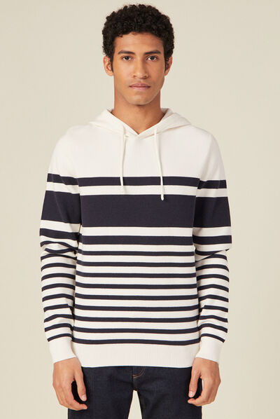 Pull à capuche éco-responsable ecru homme