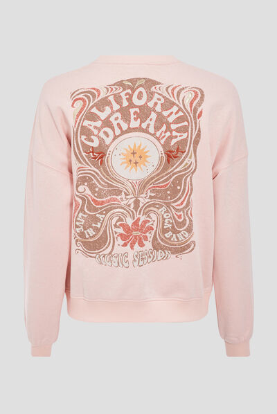 Sweat manches longues rose clair femme
