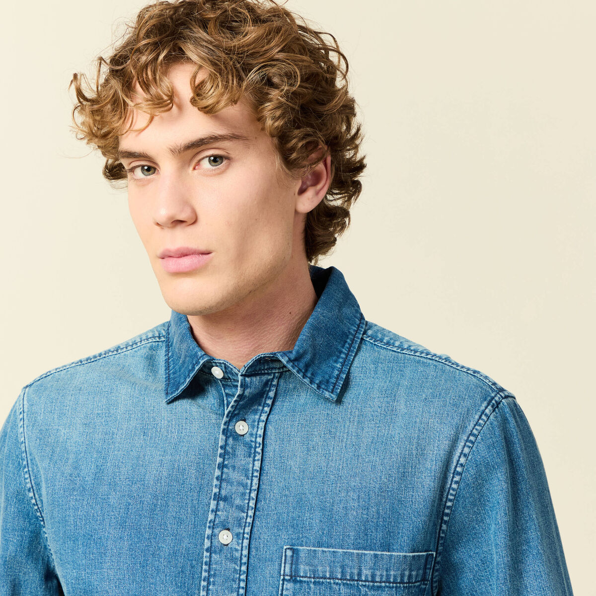 Chemise en jeans manches longues denim stone homme