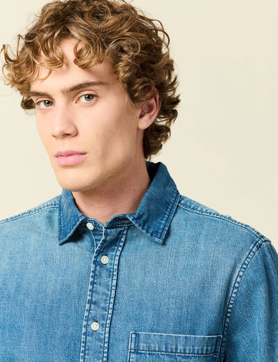 Chemise en jeans manches longues denim stone homme