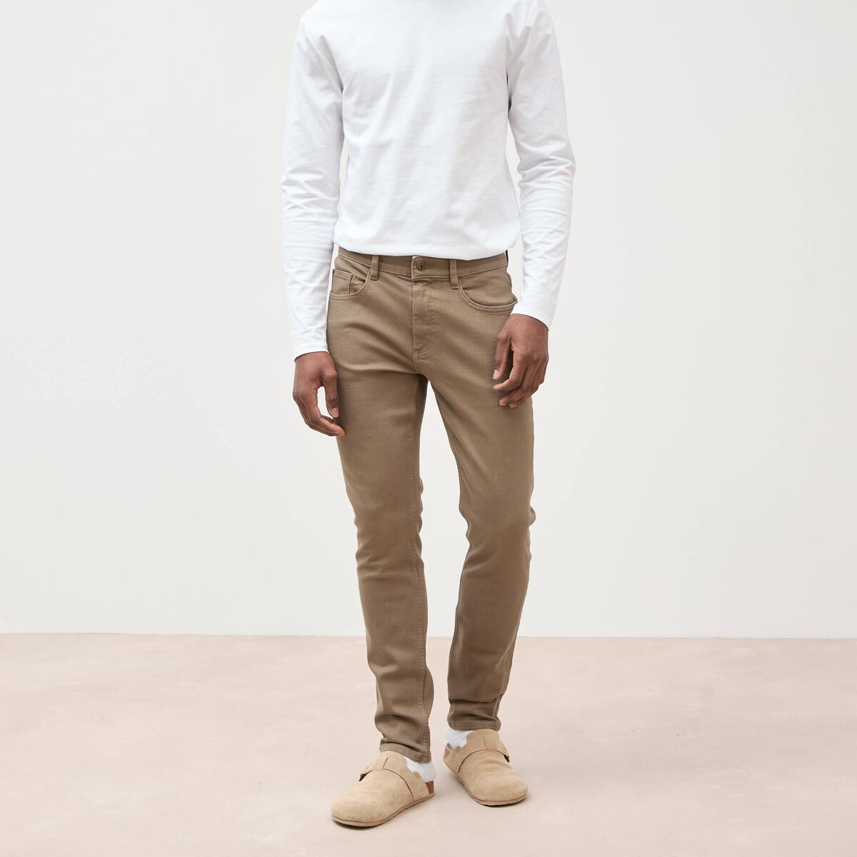 Jeans slim 5 poches sable homme