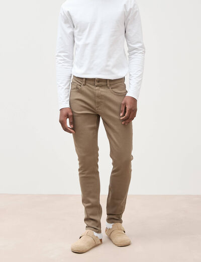 Jeans slim 5 poches sable homme