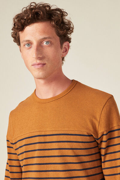T-shirt manches longues marron homme