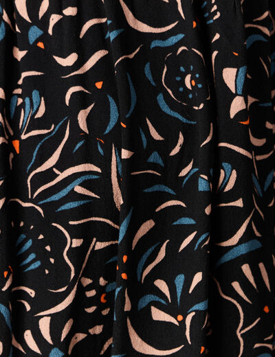 Robe évasée manches 3/4 noir femme