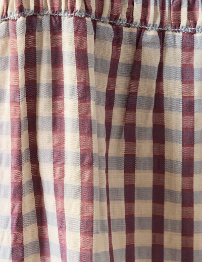 Chemise manches longues col montant marron cognac femme