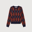 Pull droit manches longues col rond orange citrouille femme