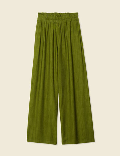 Pantalon large vert olive femme