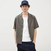 Chemise boyfriend manches courtes vert fonc&eacute; homme