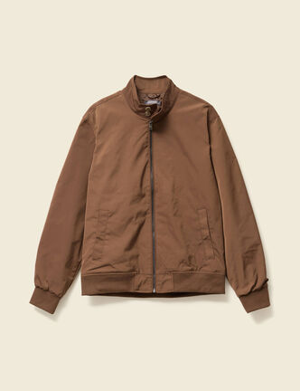 Blouson zippé col montant marron homme