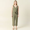 Combinaison pantalon col en V vert kaki femme
