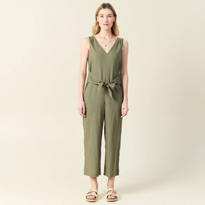combinaison pantalon col en v vert kaki femme Combinaison pantalon col en V vert kaki femme