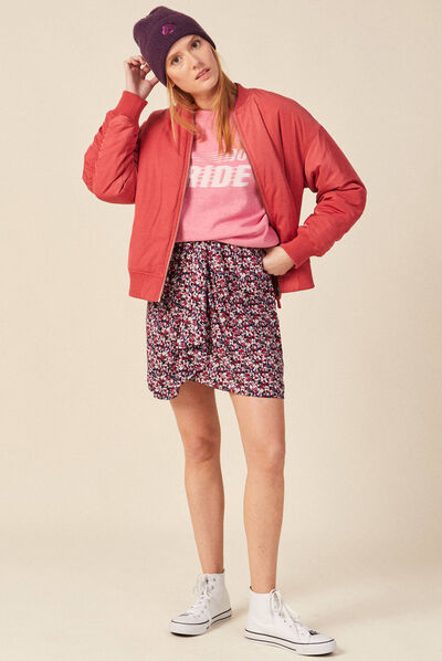 Jupe droite fluide noir femme