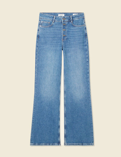 Jeans flare boutonné denim brut femme