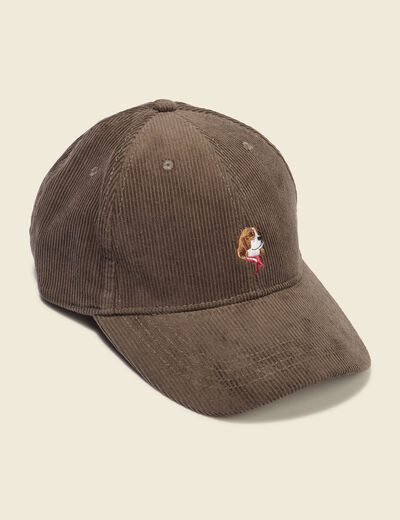 Casquette velours en coton taupe homme