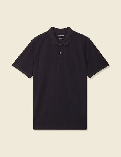 Polo cintr&eacute; en coton manches courtes noir homme
