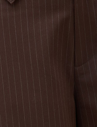 Pantalon large taille haute fluide marron fonc&eacute; femme