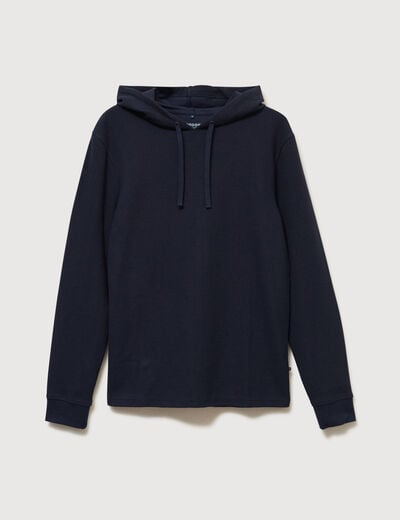 T-shirt &agrave; capuche bleu marine homme
