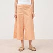 Pantalon large taille haute 3/4 en coton orange abricot femme