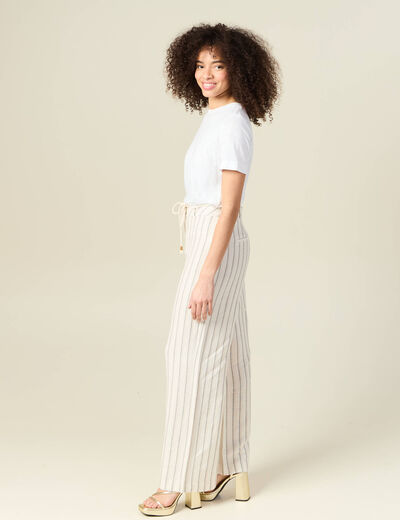 Pantalon large éco-responsable blanc femme