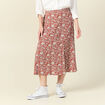 Jupe midi droite fluide bleu gris femme