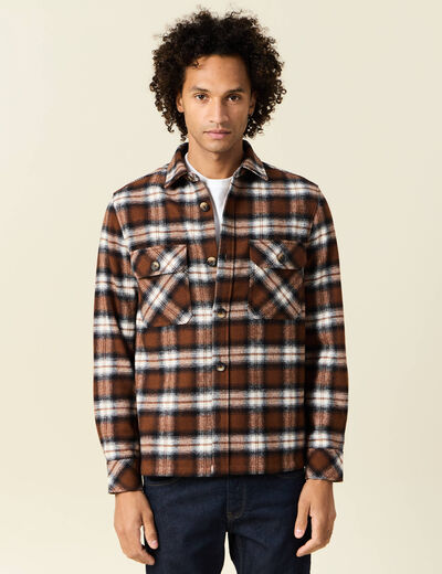 Surchemise manches longues marron homme