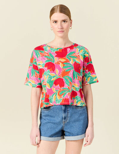 T-shirt manches courtes multicolore femme