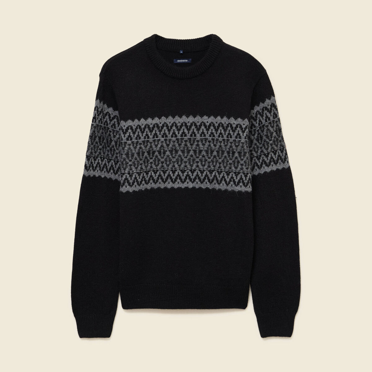 Pull col rond manches longues noir homme