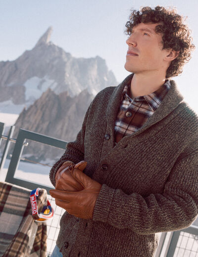 Gilet manches longues marron homme