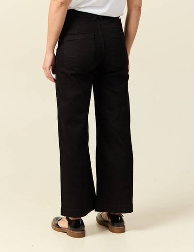 Jeans large taille haute denim noir femme