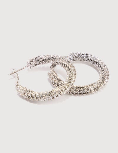 Cr&eacute;oles avec strass couleur argent femme