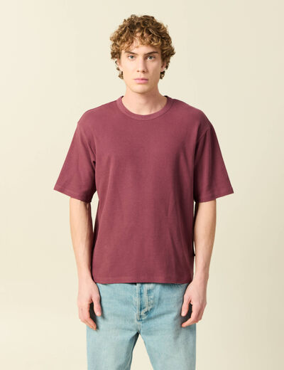T-shirt ample en coton manches courtes vieux rose homme
