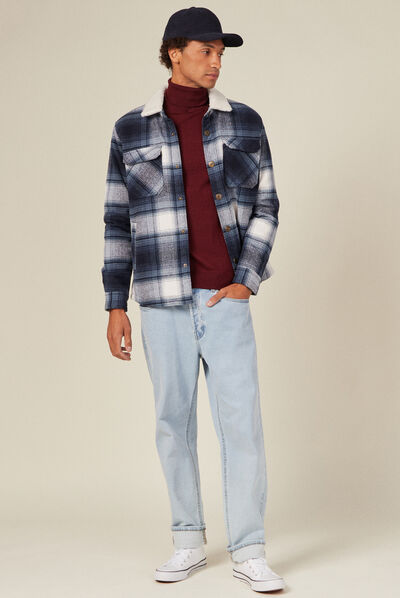 Pull 100% laine mérinos bordeaux homme
