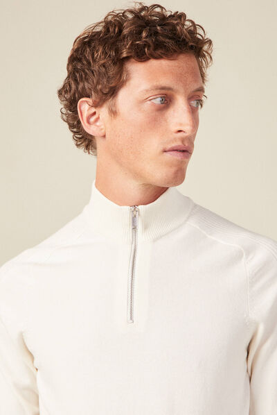 Pull manches longues ecru homme