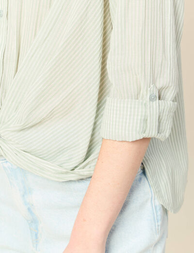 Blouse manches longues vert olive femme
