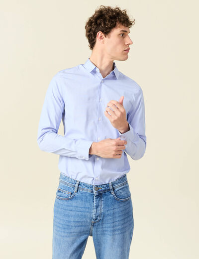 Chemise manches longues bleu foncé homme