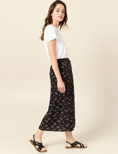 Jupe longue évasée noir femme